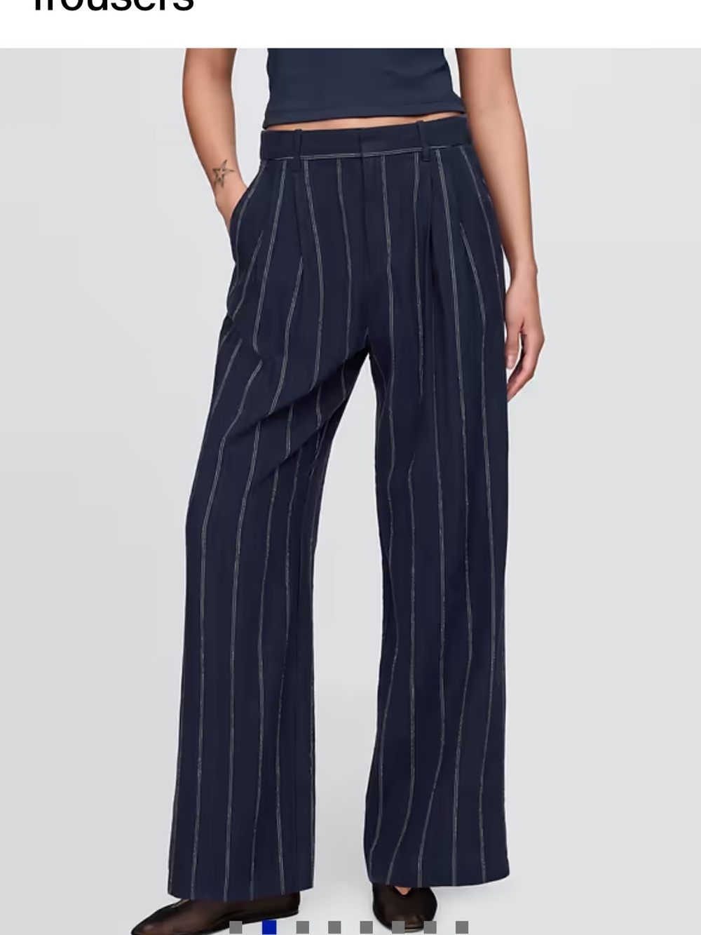 GAP Navy Vertical Pinstripe Wide-Leg Trousers